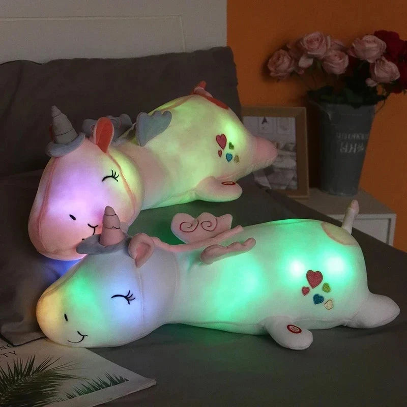 Peluche Licorne Blanche Veilleuse Lumineuse Magique