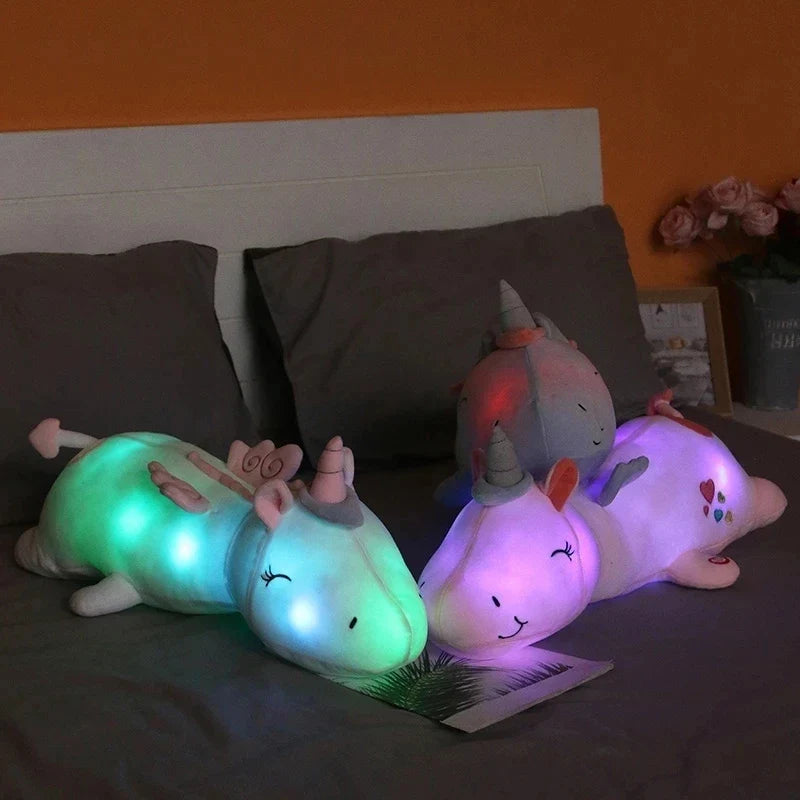 Peluche Licorne Blanche Veilleuse Lumineuse Magique