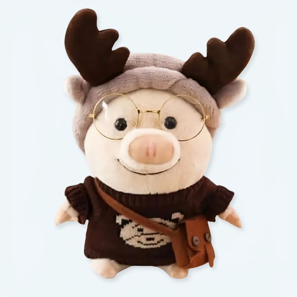 Peluche cochon renne douce pour l'hiver - idéale pour câliner les enfants