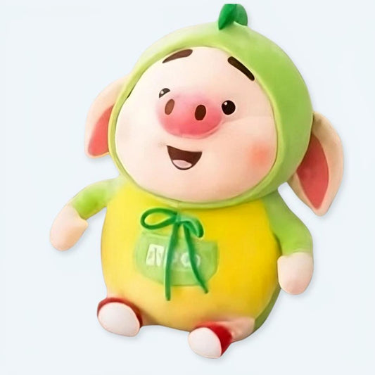 Peluche cochon vert kawaii, idéale pour décorer votre salon
