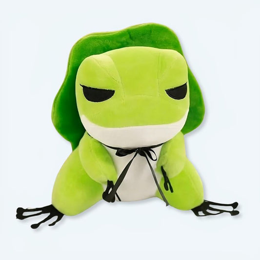 Peluche grenouille rigolote avec chapeau doux pour enfant
