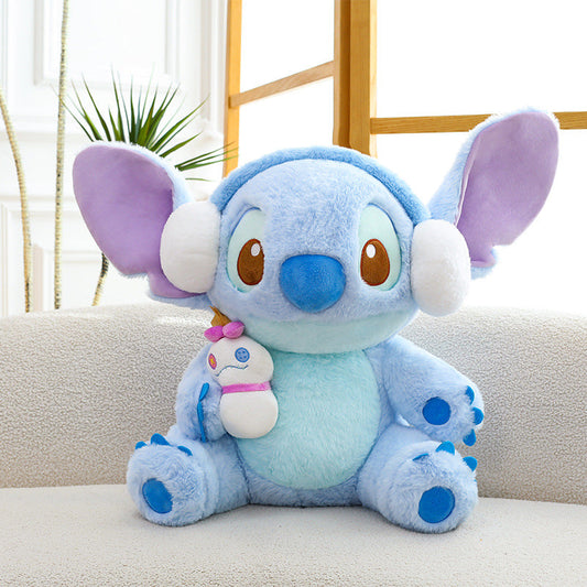 Peluche Stitch bleu avec casque audio