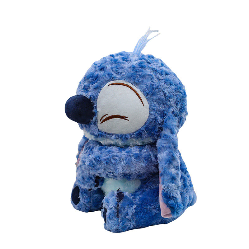 Peluche Stitch douce et moelleuse - Bleu avec sourire endormi