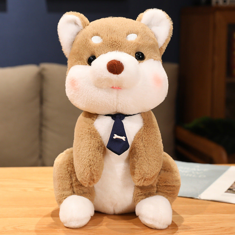 Peluche Chien Shiba avec Cravate Os