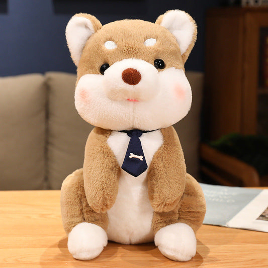 Peluche Chien Shiba avec Cravate Os