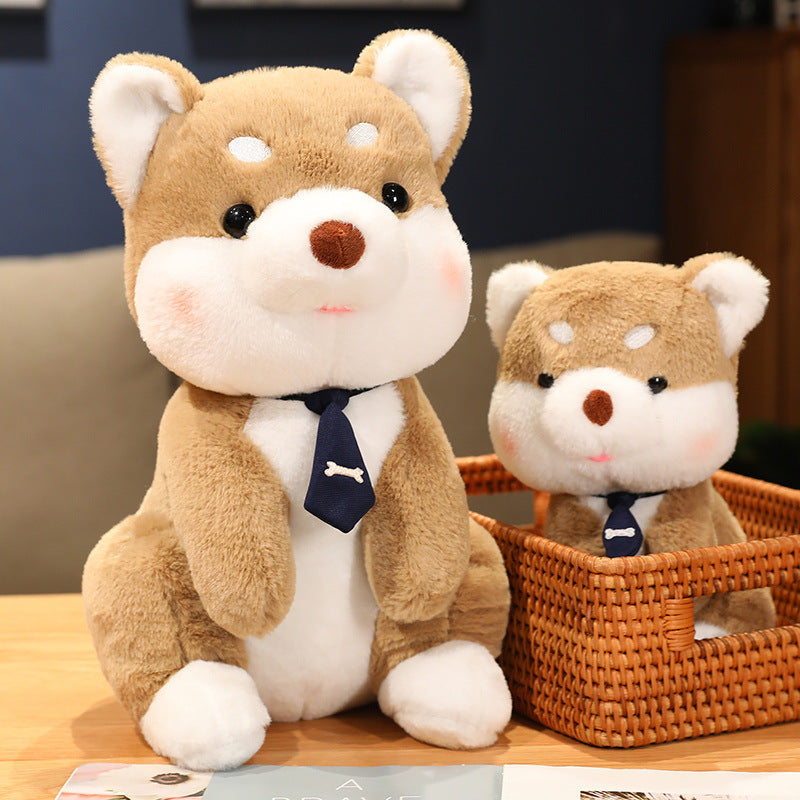 Peluche Chien Shiba avec Cravate Os