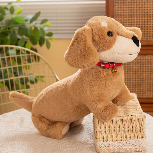 Peluche Teckel Coloré avec Collier Rouge