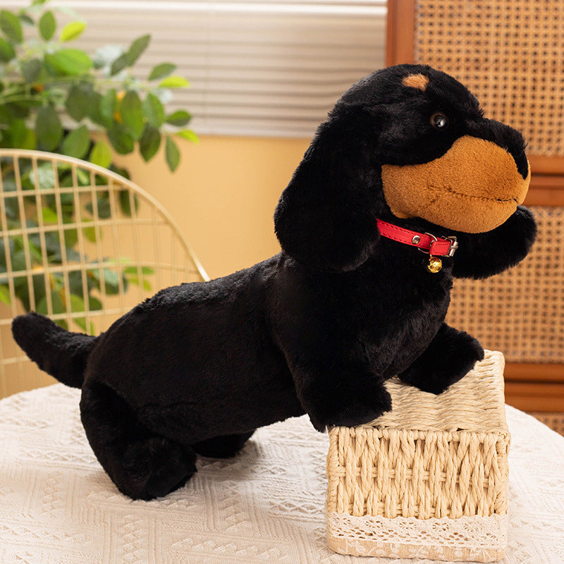 Peluche Teckel Coloré avec Collier Rouge