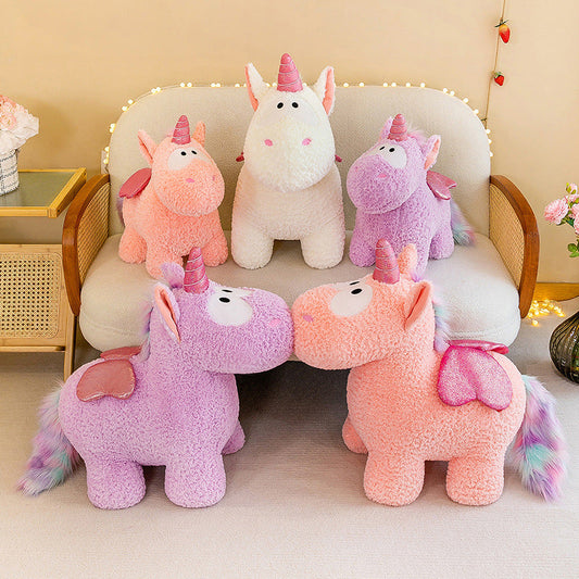 Peluche Licorne Colorful Magique avec Ailes Pailletées