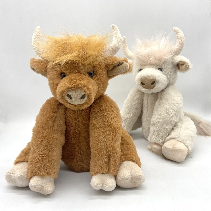 Peluche vache highland blanche - Couronne de fleurs