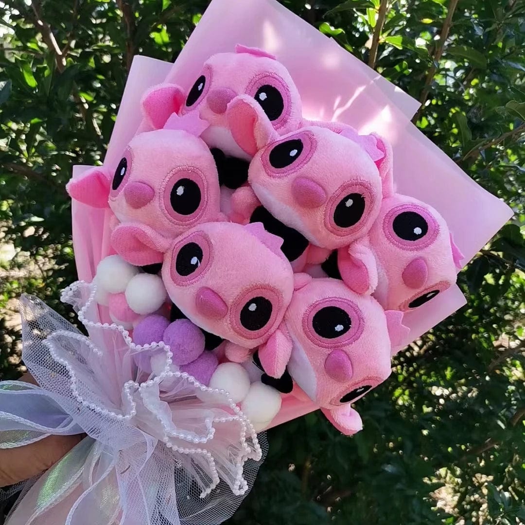 Bouquet d'Anges en peluche rose