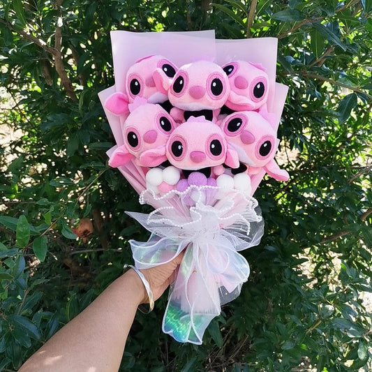 Bouquet d'Anges en peluche rose