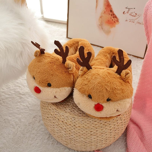 Le petit renne douillet - chausson en peluche