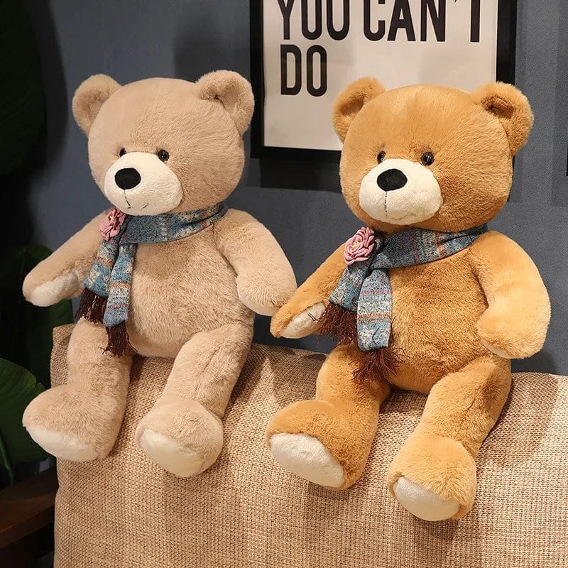 Ours en peluche géant brun avec écharpe assortie