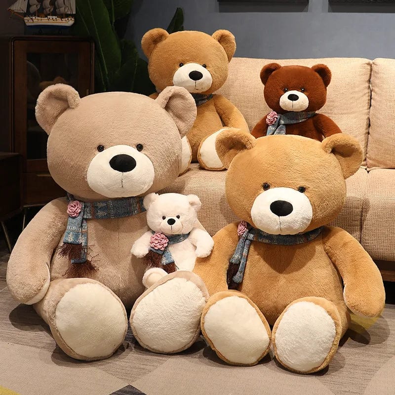 Ours en peluche géant brun avec écharpe assortie