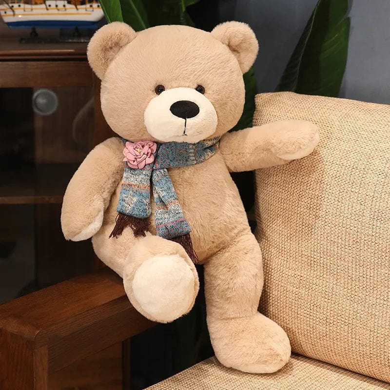 Ours en peluche géant brun avec écharpe assortie
