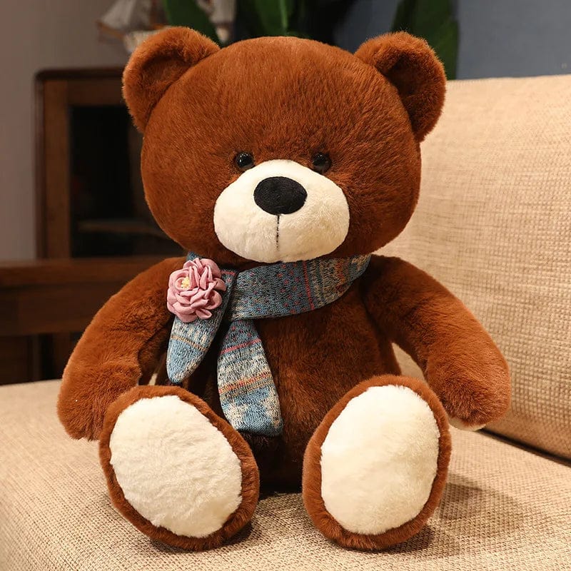 Ours en peluche géant brun avec écharpe assortie