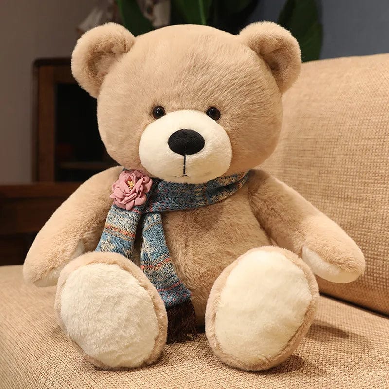 Ours en peluche géant brun avec écharpe assortie