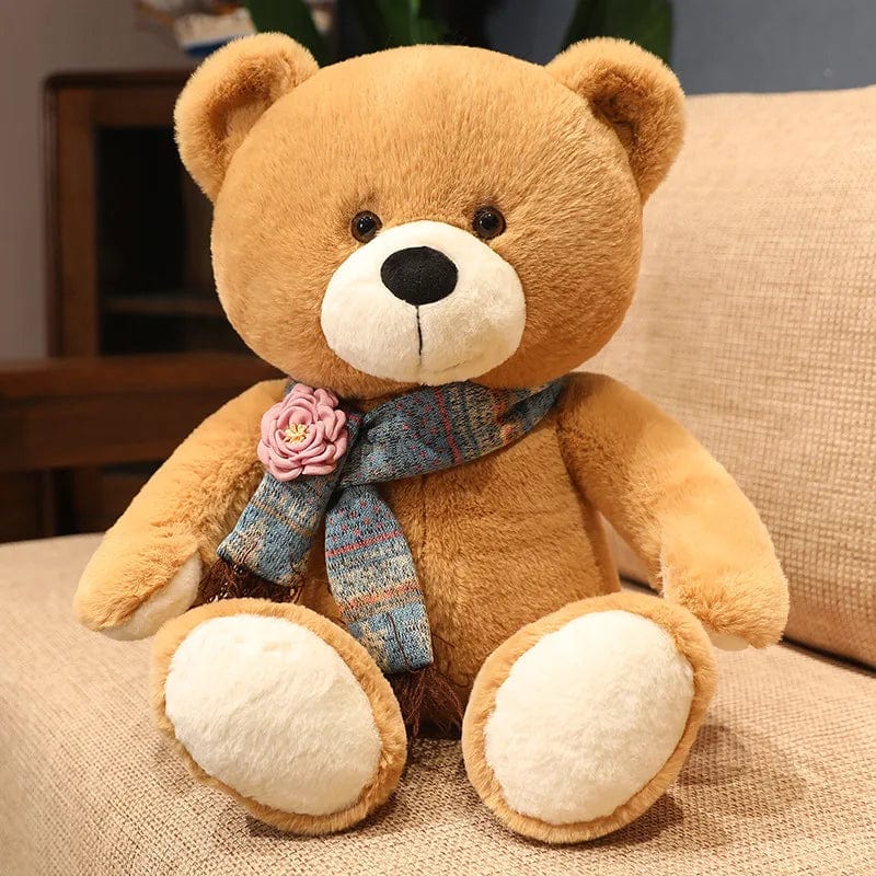 Ours en peluche géant brun avec écharpe assortie