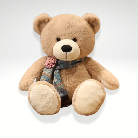 Ours en peluche géant brun avec écharpe assortie