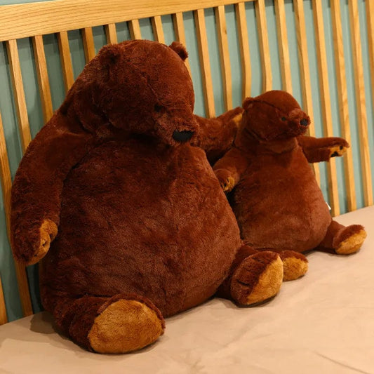 Ours en peluche géant marron et gourmand