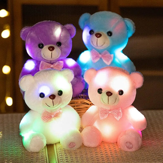 Ours en peluche lumineux avec nœud de papillon scintillant