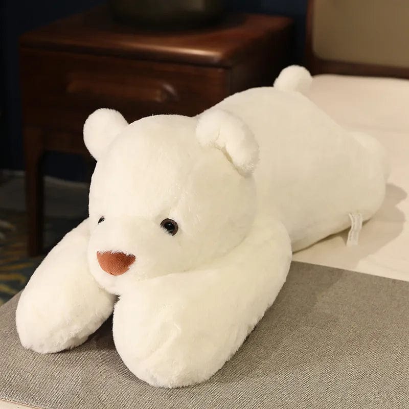Ours pelucheux polaire allongé