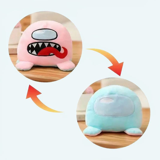 Peluche Among Us réversible rose et turquoise ultra-douce