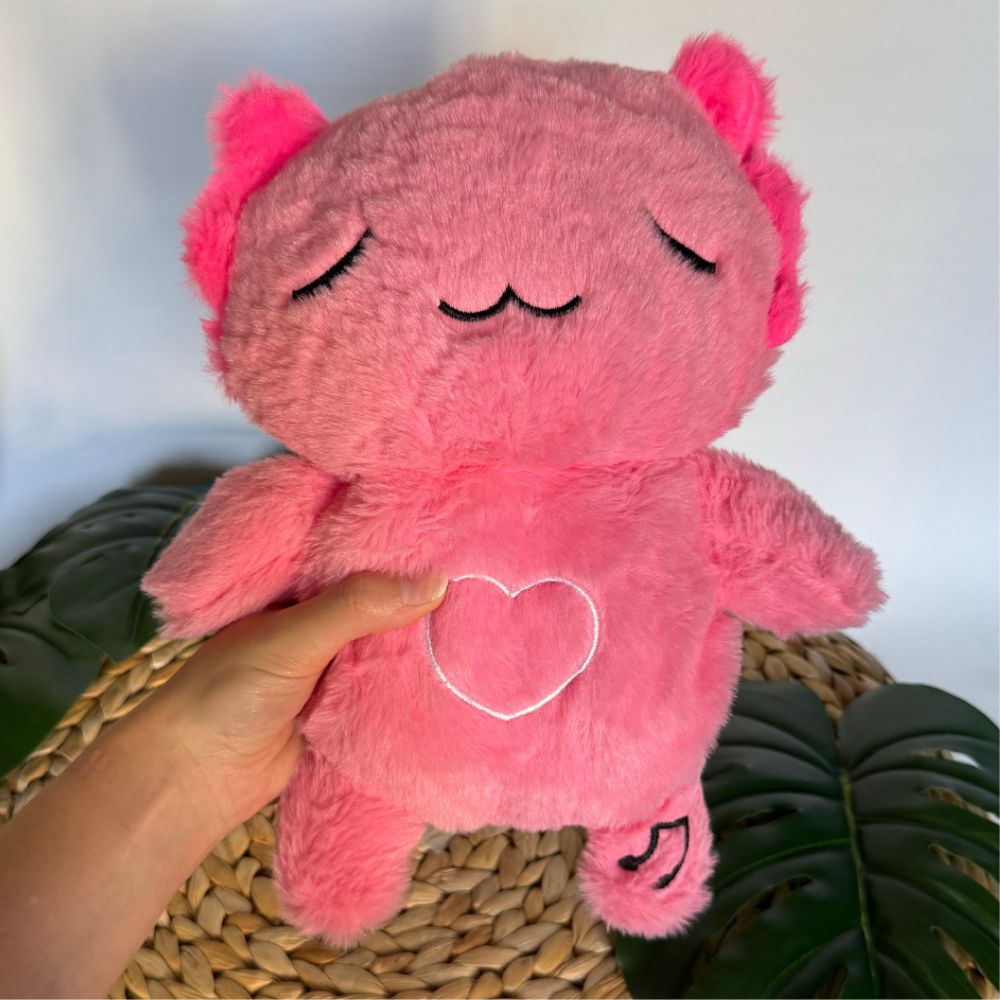 Peluche Axolotl Rose Doux Veilleuse Musicale Enfant
