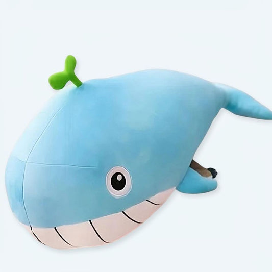Peluche baleine bleue, oreiller marin doux et cozy en pastel