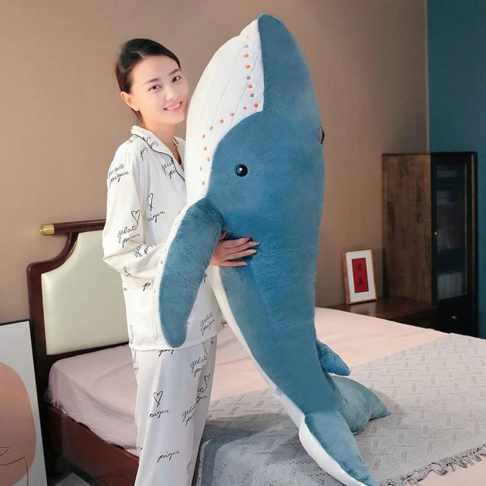 Peluche baleine XXL douce océan câlin enfant.