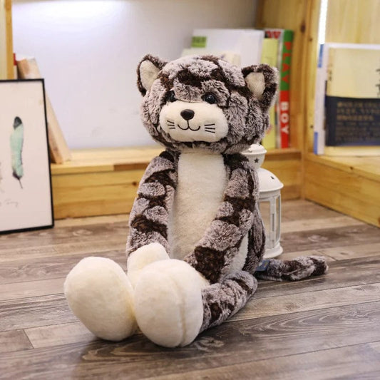 Peluche chat assis marron