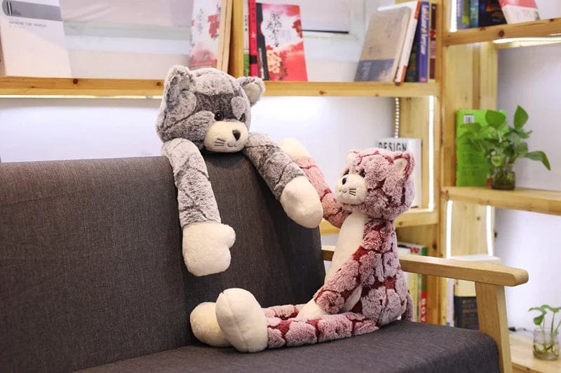 Peluche chat assis marron