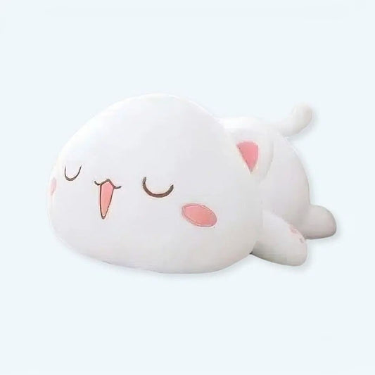 Peluche chat blanc kawaii doux hiver
