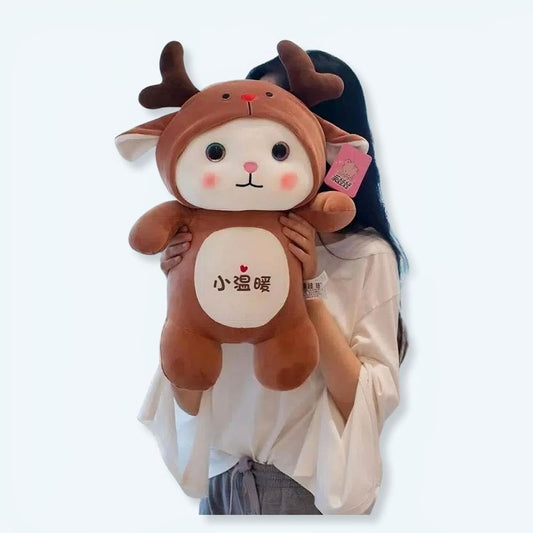 Peluche chat cerf doux câlin pour une décoration festive hivernale
