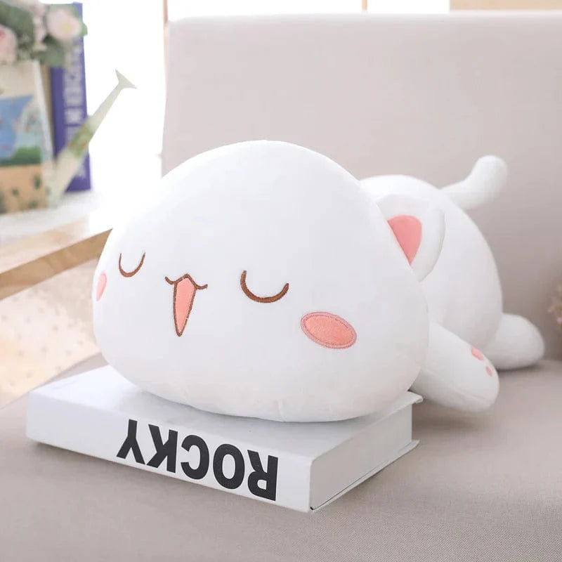 Peluche chat colorée avec bouche ouverte