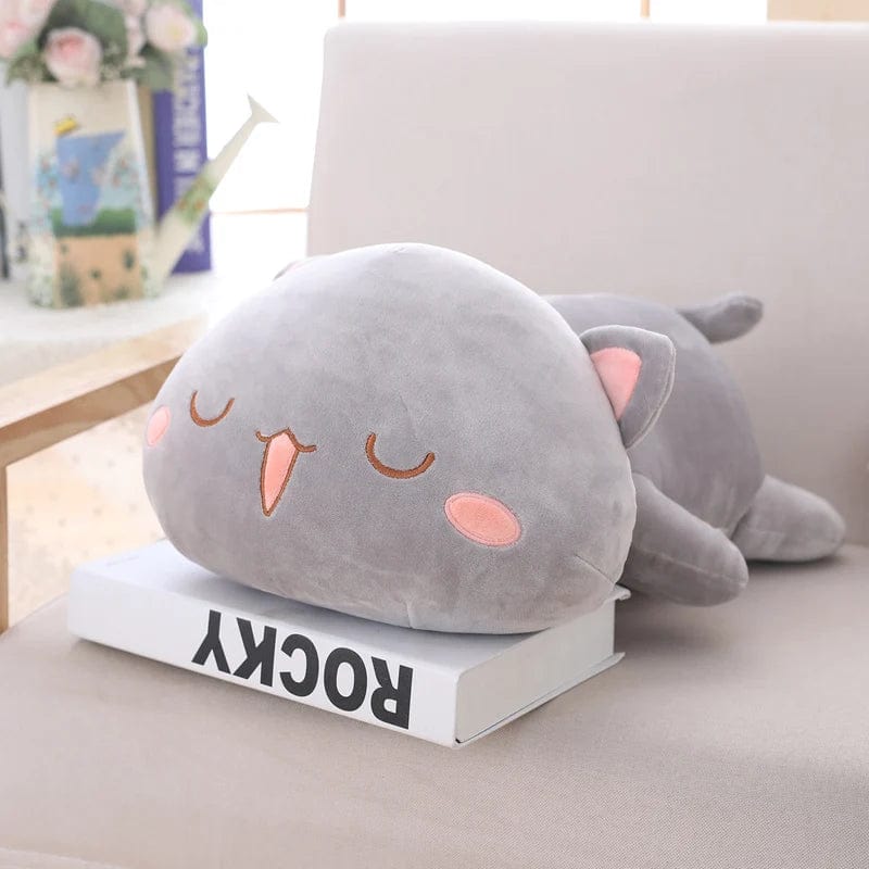 Peluche chat colorée avec bouche ouverte