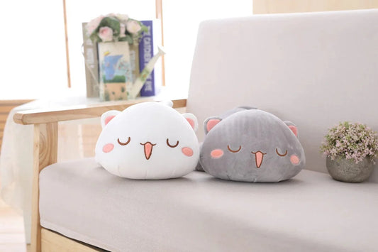 Peluche chat colorée avec bouche ouverte