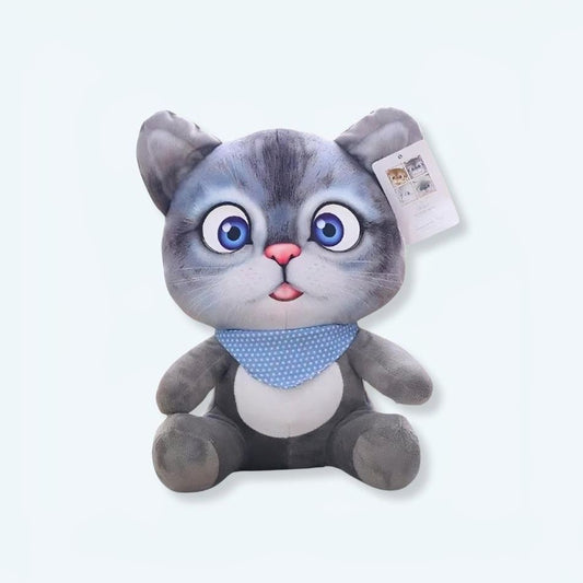 Peluche chat gris câlin doux Kawaii