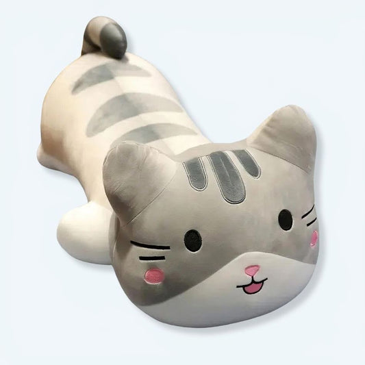 Peluche Chat Gray : Oreiller Doux et Câlin pour la Déco Maison