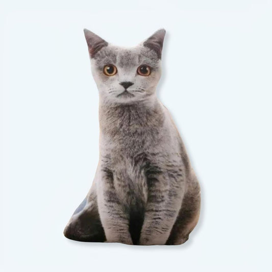 Peluche chat gris oreiller doux cocooning - Pour Enfants