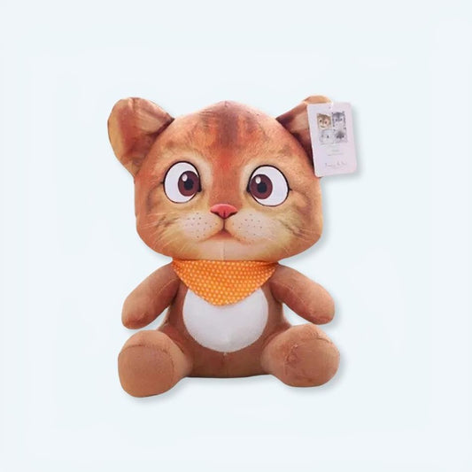 Peluche chat orange mignon et doux pour enfant câlin