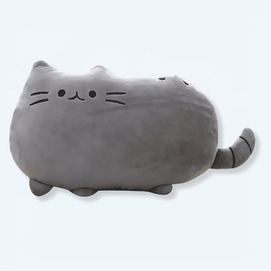 Peluche chat oreiller gris câlin - Décoration intérieure confidentielle