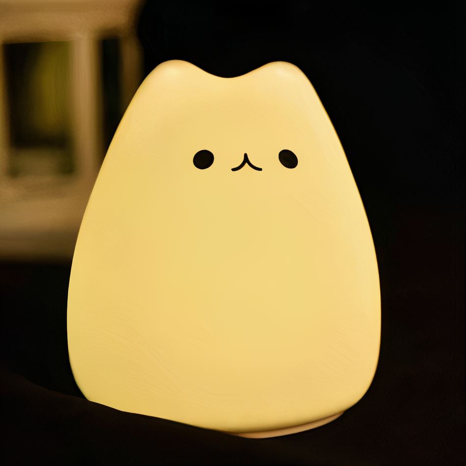 Peluche chat lumineux silicone pour chambre d'enfant douce la nuit