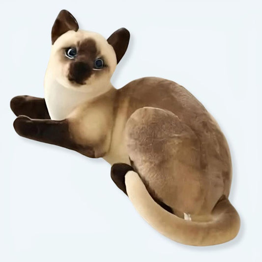 Peluche chat tigré gris - Doux câlin compagnie animale