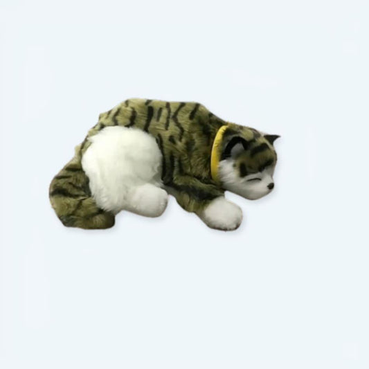 Peluche Chat Tigré Vert pour un Sommeil Doux et Réconfortant