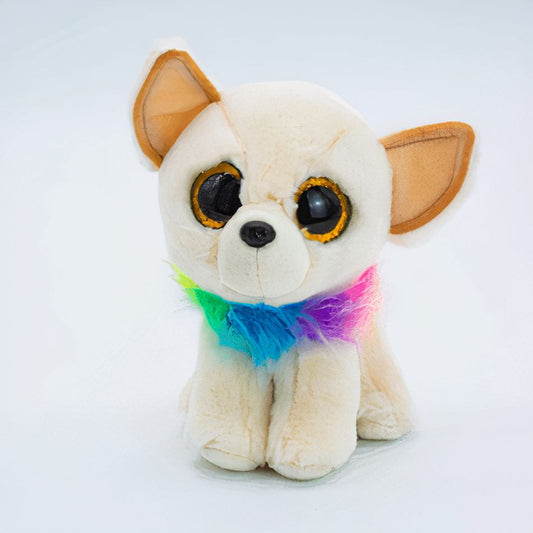Peluche Chien Câlin Doux avec Collier Arc-en-ciel pour Enfant