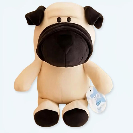 Peluche chien doux en pelage moelleux, parfait pour les câlins
