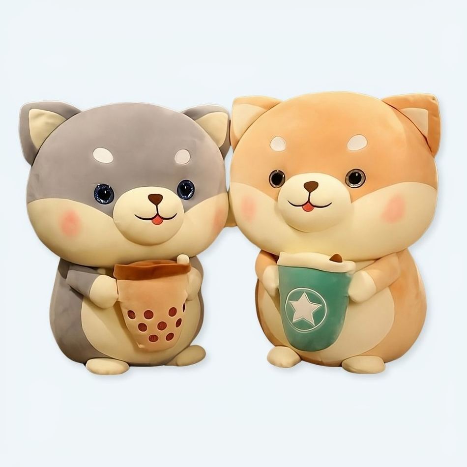 Peluche chien gourmand doux Bubble Tea pour enfant.