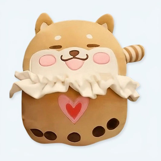 Peluche chien joyeux, doux compagnon pour enfant câlin et huggable.